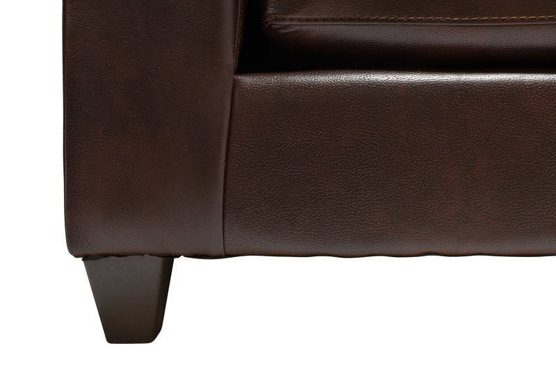 Sofa Addison de 86 po fabriqué au Canada en tissu d’apparence cuir avec coussin de siège amovible et capitonnage - brun