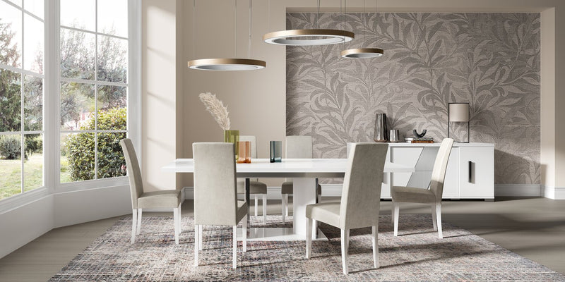 Ensemble de salle à manger Raia 5 pièces avec table et 4 chaises - fabriqué en Italie, base piédestal, moderne, 71 po (L) - blanc