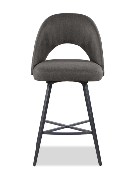 Tabouret 26 po Elijah de hauteur comptoir en tissu d’apparence lin et en métal avec siège pivotant - gris