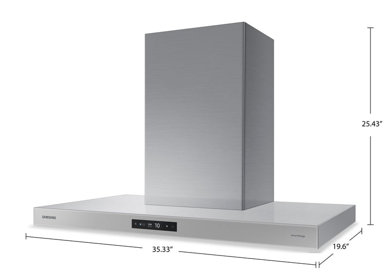 Hotte cheminée intelligente Bespoke de Samsung 36 po de série 7 - NK36CB700WCGAA