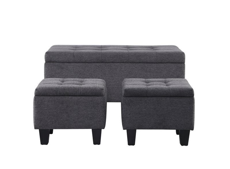 Ensemble 3 poufs de rangement Kai de 19,5 po - apparence lin gris