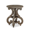 Tinley Park 22" Traditional Round End Table with Shelf - Grey-Brown Pine with Scroll Design Base|Table de bout ronde traditionnelle Tinley Park de 22 po avec tablette - pin gris-brun avec base à volutes