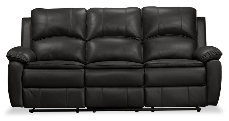 Sofa à inclinaison électrique Chandler de 82 po en tissu d’apparence cuir avec ports USB - gris