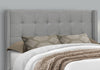 Zara Upholstered Bed in Grey Linen-Look Fabric - Button Tufted - Queen Size | Lit rembourré Zara en tissu d’apparence lin gris avec capitonnage à boutons - format grand lit