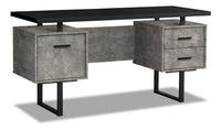 Bureau réversible Teagan de 60 po à 3 tiroirs - apparence béton gris