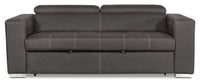  Sofa-lit Drake de 87 po en tissu de suédine avec lit rétractable, appuie-têtes relevables et capitonnage à boutons - gris