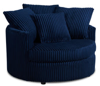Fauteuil d’appoint Cuddler Grande de 48 po fabriqué au Canada en tissu de chenille - bleu Groove Midnight