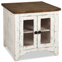 Table de bout rustique Benjy de 24 po avec rangement - bois deux teintes