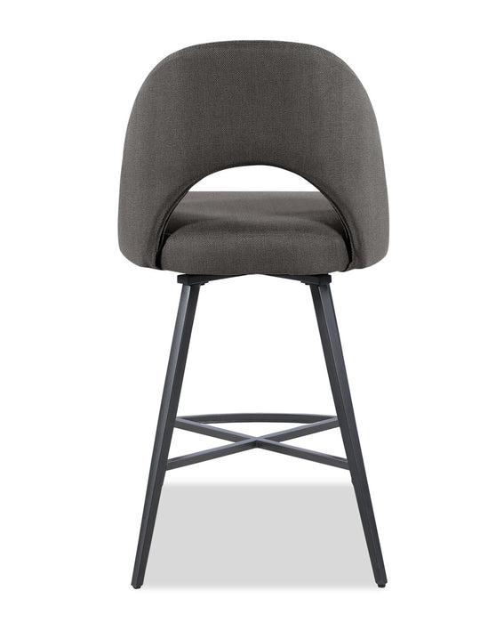 Tabouret 26 po Elijah de hauteur comptoir en tissu d’apparence lin et en métal avec siège pivotant - gris