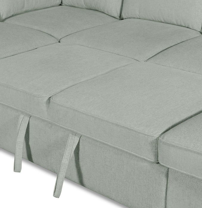 Sofa-lit sectionnel de droite Haven de Scott Living 3 pièces en tissu de chenille avec fauteuil long de rangement - bleu écume de mer