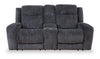 Causeuse à inclinaison électrique Atlantis de 72 po en tissu avec console de rangement, ports USB et position zéro gravité - gris foncé