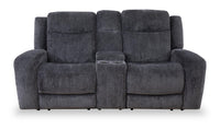  Causeuse à inclinaison électrique Atlantis de 72 po en tissu avec console de rangement, ports USB et position zéro gravité - gris foncé