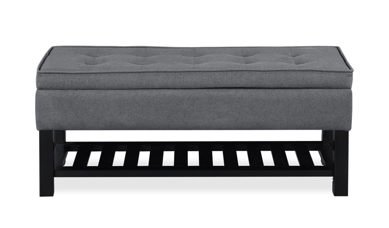 Banc de rangement Ryan de 43,5 po avec tablette inférieure - gris foncé