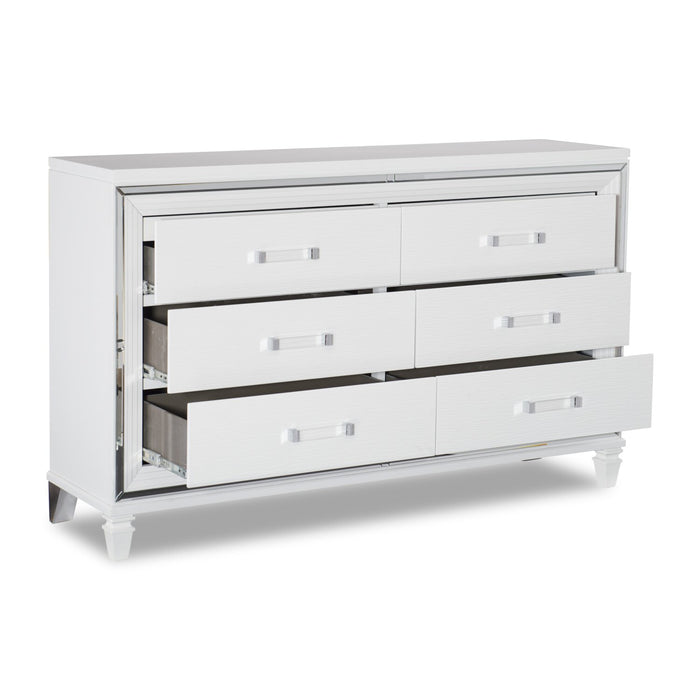 Commode somptueuse Max de 66 po (L) x 41 po (H) à 6 tiroirs pour la chambre à coucher - blanche