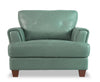 Chateau d'Ax Vita 44" 100% Genuine Leather Chair with Diamond Pattern Stitching and Wood Legs - Seafoam Green | Fauteuil Vita de Château d’Ax de 44 po en cuir 100 % véritable avec coutures à motif de diamant et pattes en bois - vert écume de mer