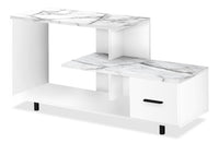 Meuble pour téléviseur moderne Sara de 48 po avec rangement et système de gestion des câbles pour téléviseurs jusqu’à 35 po - blanc