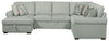 Scott Living Haven 3-Piece Left-Facing Chenille Fabric Sleeper Sectional with Storage Chaise - Seafoam Blue | Sofa-lit sectionnel de gauche Haven de Scott Living 3 pièces en tissu de chenille avec fauteuil long de rangement - bleu écume de mer