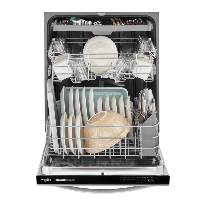 Lave-vaisselle encastré Whirlpool de 24 po et de 51 dBA avec commandes sur le dessus et 3e panier - acier inoxydable résistant aux traces de doigts - WDT730HAMZ