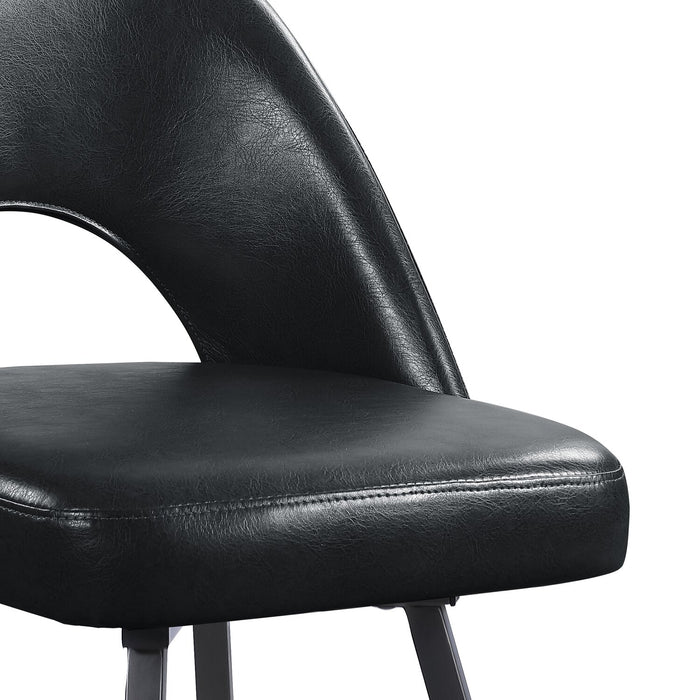 Tabouret Elijah de hauteur comptoir en tissu de cuir végétalien et en métal avec siège pivotant - noir