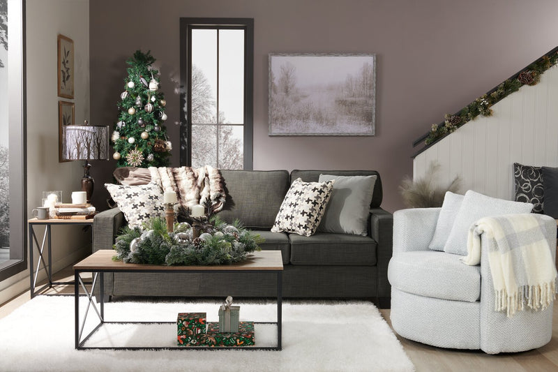Fauteuil d’appoint pivotant Cuddler Petite de 36 po fabriqué au Canada en tissu de chenille - gris Teddy Star