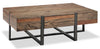 Table à café rustique Manchester de 54 po avec rangement - bois brun avec base en fer