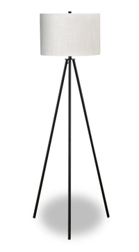 Lampe à pied de type trépied de 63 po en métal noir
