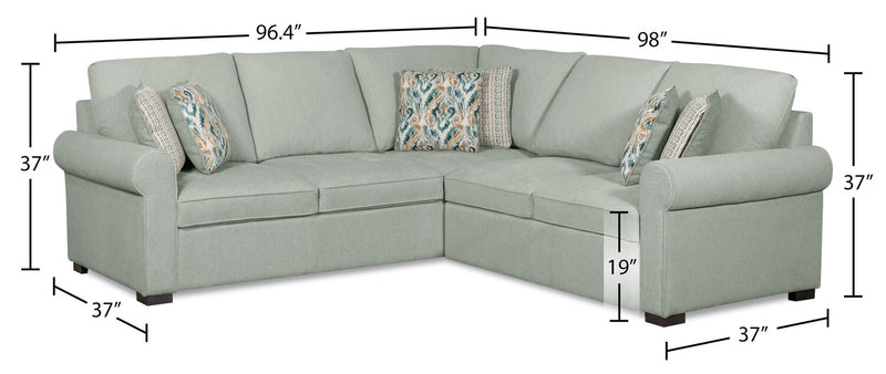 Sofa sectionnel de droite Haven de Scott Living 2 pièces en tissu de chenille - bleu écume de mer