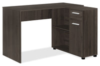 Bureau d’ordinateur en forme de L Bristol de 46 po avec tablettes, tiroir et armoire - chêne brun