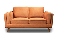  Causeuse Kassia de Kort & Co. de 65,4 po en tissu d’apparence lin avec base et pattes en bois - orange