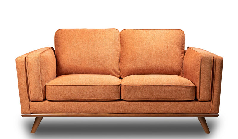 Causeuse Kassia de Kort & Co. de 65,4 po en tissu d’apparence lin avec base et pattes en bois - orange