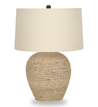 Lampe de table de 25 po en rotin avec abat-jour beige