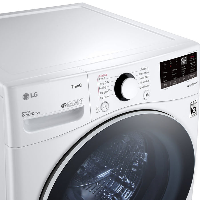 Laveuse à chargement frontal de 5,2 pi³ et sécheuse à gaz de 7,4 pi³ avec IA de LG - blanches