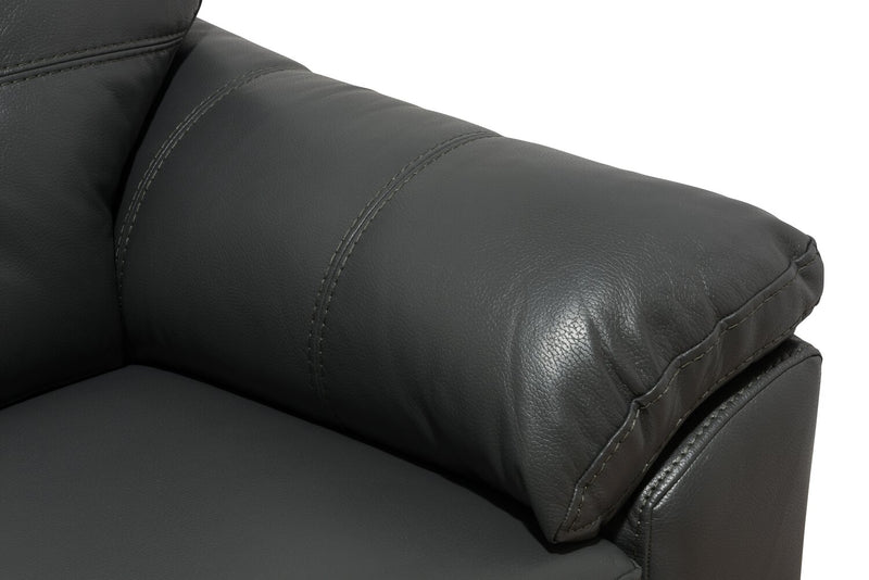 Fauteuil Addison de 42 po fabriqué au Canada en tissu d’apparence cuir avec coussin de dossier capitonné - gris