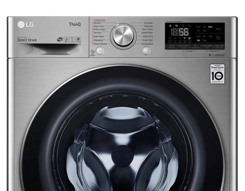 Laveuse-sécheuse tout-en-un à la vapeur intelligente haute efficacité LG de 2,6 pi³ à chargement frontal - acier graphite - WM3555HVA