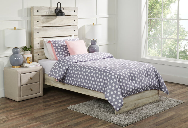 Ensemble d'édredon Portia 3 pièces pour lit simple - gris