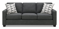  Sofa Sawyer de 79 po fabriqué au Canada en tissu d’apparence lin avec coussins réversibles et coussins décoratifs - gris anthracite