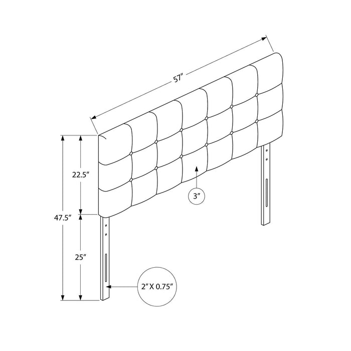 Tête de lit rembourrée Estel en tissu de cuir végétalien brun avec capitonnage à boutons - format lit double