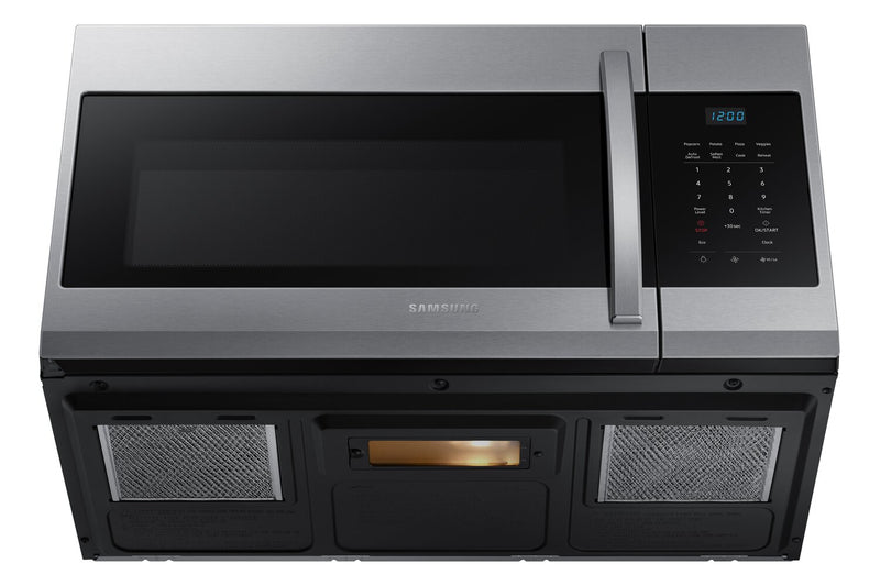 Four à micro-ondes à hotte intégrée Samsung de 1,7 pi³ avec 300 pi³/min, Wi-Fi et cuisson et réchauffage automatiques - acier inoxydable - ME17R7011ES/AC