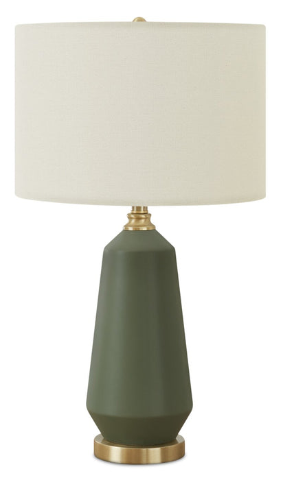 Lampe de table de 26 po en céramique verte et dorée