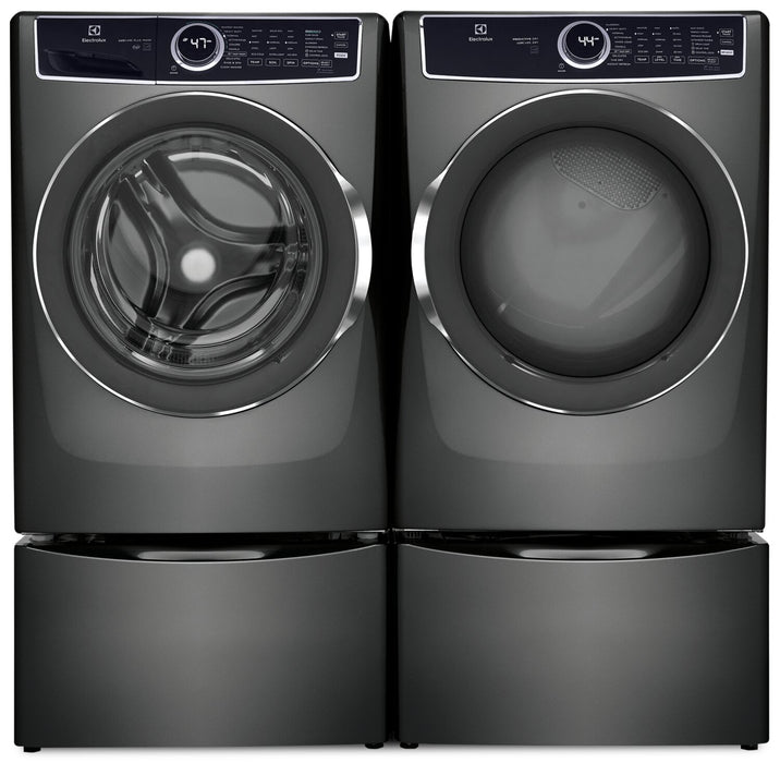 Laveuse à chargement frontal de 5,2 pi³ et sécheuse à gaz de 8 pi³ de Electrolux – titane 