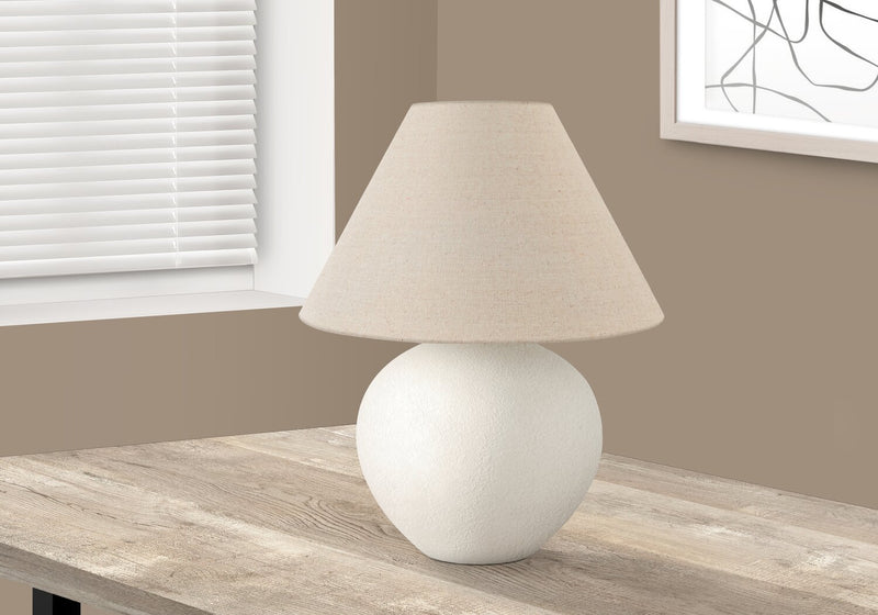 Lampe de table de 16 po en céramique crème avec abat-jour empire