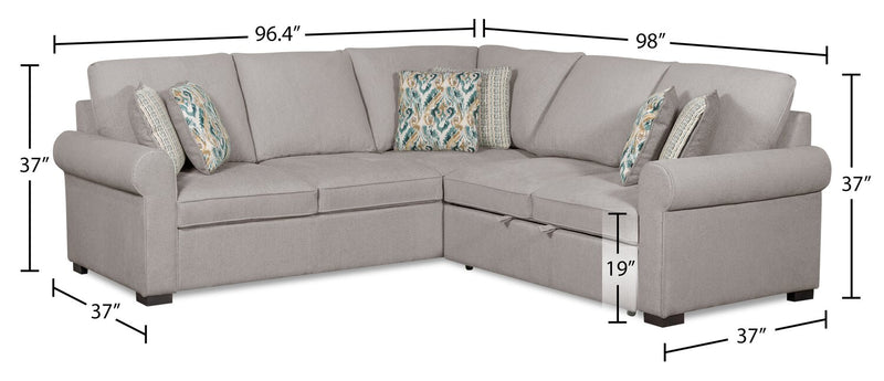 Sofa-lit sectionnel de droite Haven de Scott Living 2 pièces en tissu de chenille - gris