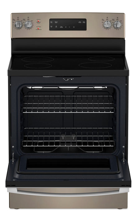 Cuisinière électrique GE de 5 pi³ avec autonettoyage et 4 brûleurs - ardoise - JCB630ETES