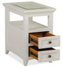 Heron Cove 15" Traditional Glass Top End Table with Storage and Shelf - White Pine|Table de bout traditionnelle Heron Cove de 15 po avec dessus en verre, rangement et tablette - pin blanc