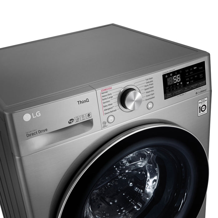 Laveuse-sécheuse tout-en-un à la vapeur intelligente haute efficacité LG de 2,6 pi³ à chargement frontal - acier graphite - WM3555HVA