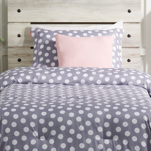  Ensemble d'édredon Portia 3 pièces pour lit simple - gris