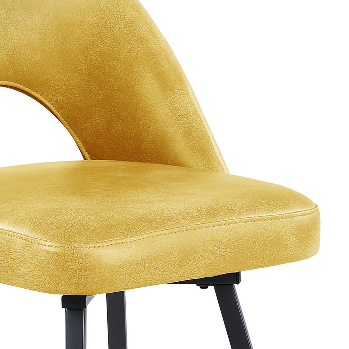 Tabouret 25.5 po Bay de Kort & Co. de hauteur comptoir en tissu de cuir végétalien et en métal avec siège pivotant - moutarde