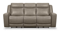 Sofa à inclinaison électrique Prescott de Scott Living de 88,5 po en cuir véritable avec appuie-têtes électriques - gris