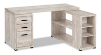 Bureau en coin en forme de L Rickey de 60 po à 3 tiroirs et tablettes - naturel