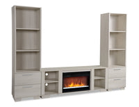 Meuble audio-vidéo moderne Antoni 3 pièces de 102 po avec foyer électrique et rangement pour téléviseurs jusqu’à 70 po - blanc